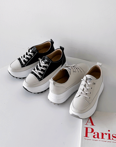 흰색 베이직 레더 스니커즈 NG001